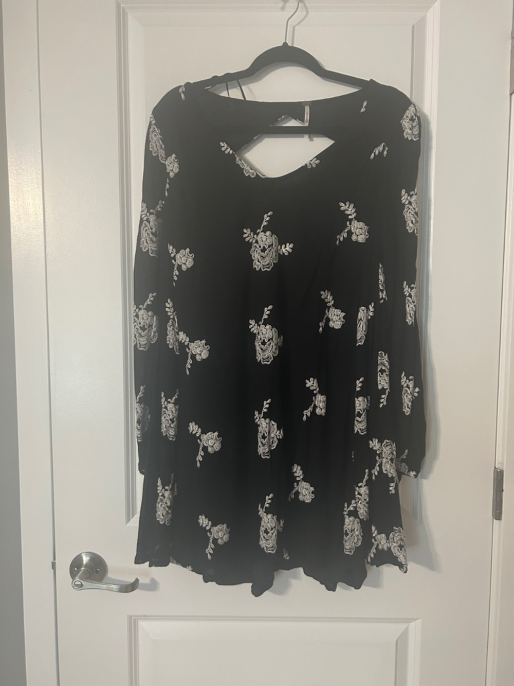 Free People Black Floral Cutout Long Sleeve Women’s dress